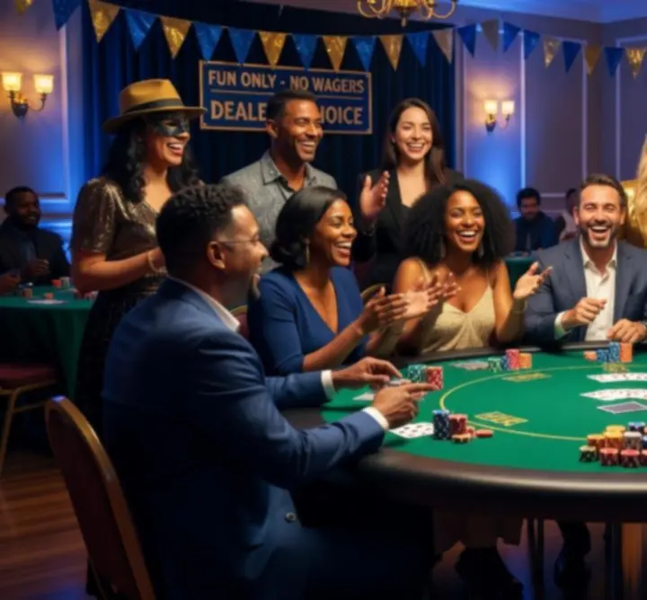 Grupowe wydarzenie pokerowe z uczestnikami przy kilku stołach