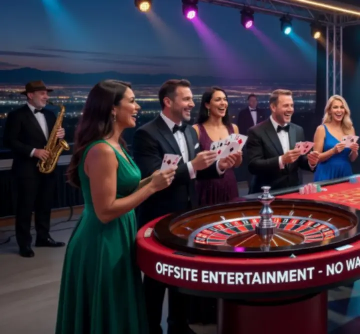 Las Vegas – jasne światła i stylowe stoły eventowe w klimacie wieczoru tematycznego